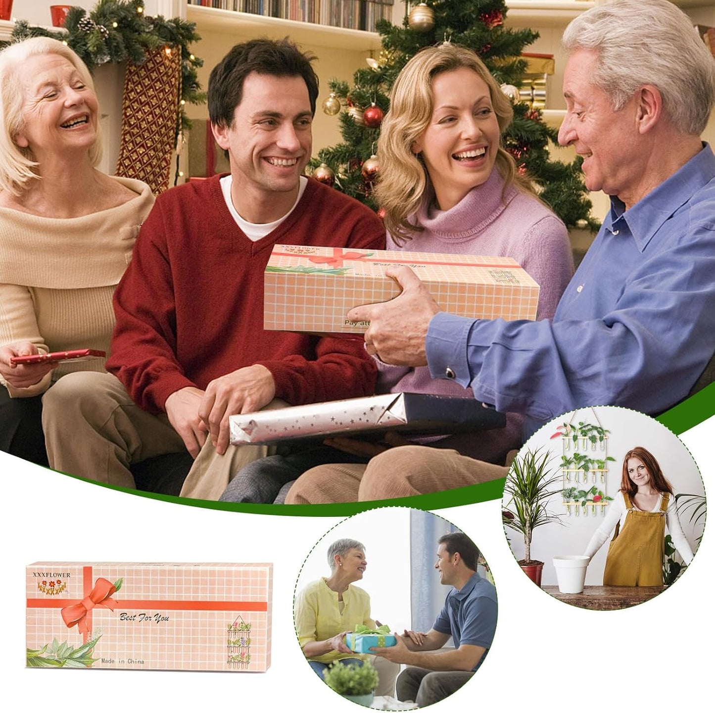 XXXFLOWER Wall Hanging Propagation Station with Wooden Stand 5 Glass Test Tubes 3 Tiered Planters Wall Terrarium for Home Office Plant Hanger Flower Vases Wall Decor Hydroponic Cuttings