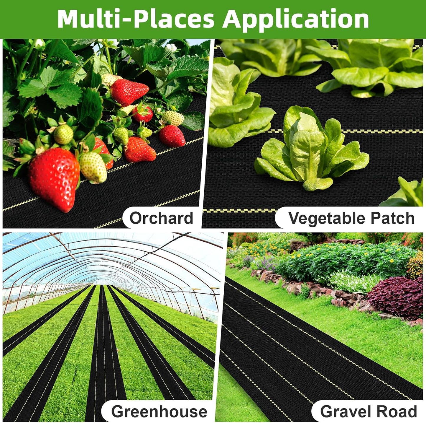 Shade&Beyond 8ftx100ft Weed Barrier Fabric 3.5oz Heavy Duty Landscape Fabric with Superior Permeability Weed Control, Garden Woven Ground Cloth with Staples