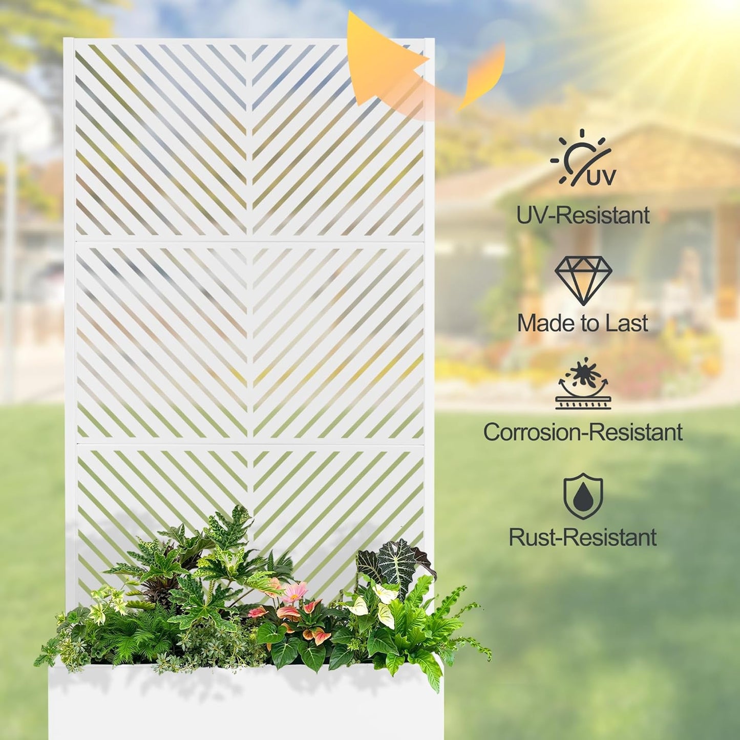 Raised Garden Bed with Trellis and Wheels,73"x35"x16" Metal Raised Garden Bed,White Parallel Metal Planter with Climbing Trellis for Vines & Vegetables