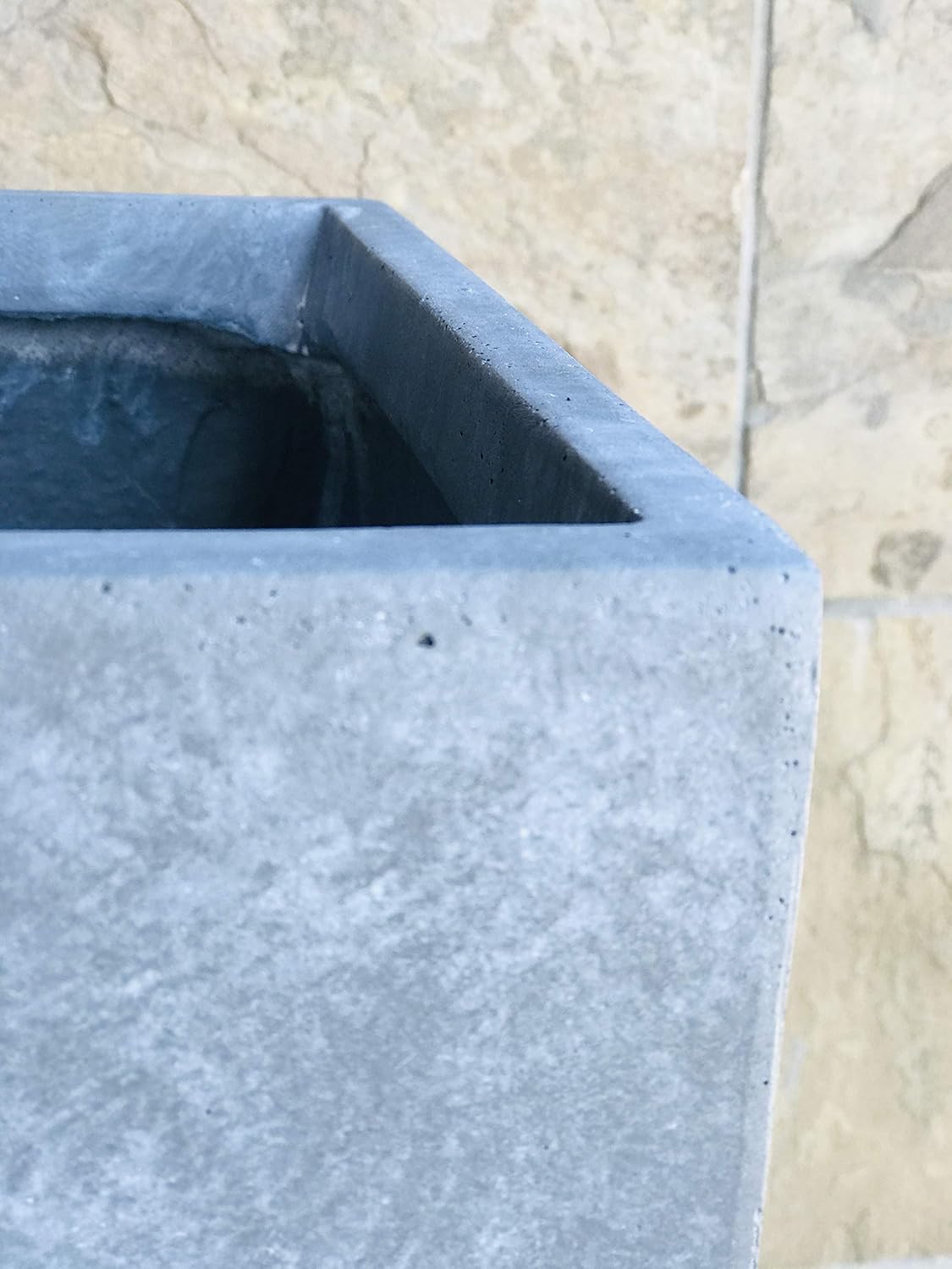 Kante 12.6" H Tall Rectangular Concrete Planters, Outdoor Indoor Lightweight Plant Pots with Drainage Hole and Rubber Plug, Modern Style for Home Garden Patio, Slate Gray