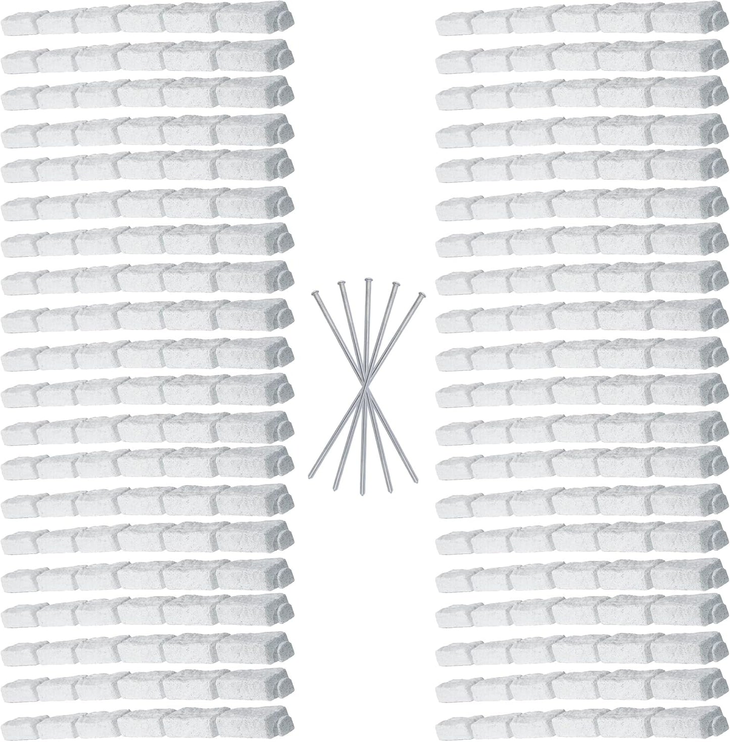 Beuta Landscape Edging | Garden Edging Border | Faux Stone Bricks for Lawn edging, Flower beds, Pathways & Yard Edging– 40 Packs | Each Section Has 6 Bricks 48"L x 4"W x 2.25"H | 120 Spikes |Limewash
