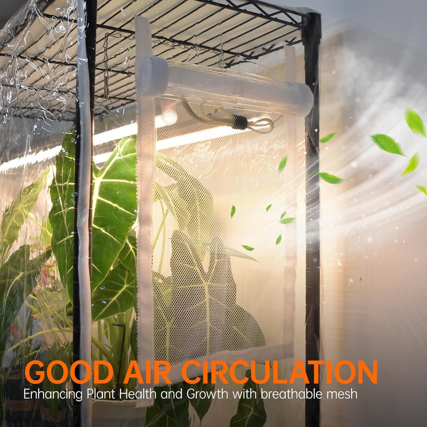 Indoor Greenhouse with Grow Light, Tall Green house with 6 Pack T5 Full Spectrum Plant Lights with Timer, Plant Shelf with Tent for Indoor Plant, Seed Starting, Seed Tray, 35.4"x13.8"x70.8"