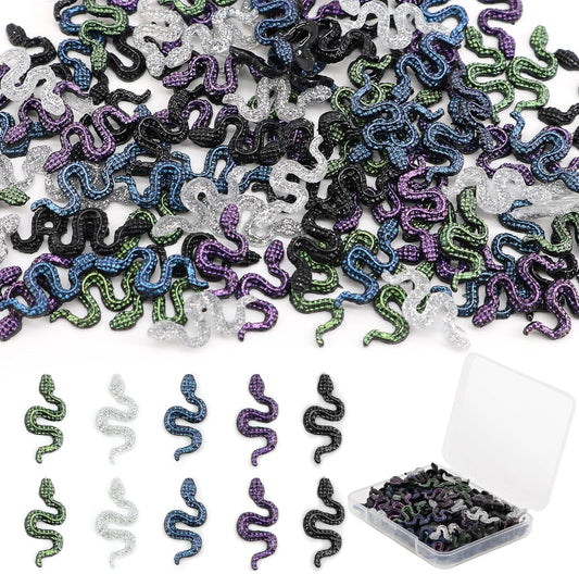 120Pcs Mini Resin Snakes, Miniature Halloween Tiny Snakes for Crafts, Micro Resin Animals Figurines for DIY Fairy Garden Dollhouse Micro Landscaping Decoration