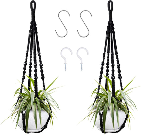 Augshy Macrame Hanging Planter, 2 Pack Hanging Planters for Indoor Plants Indoor Outdoor Decor Handmade Hanging Plant Holder(35 Inch)