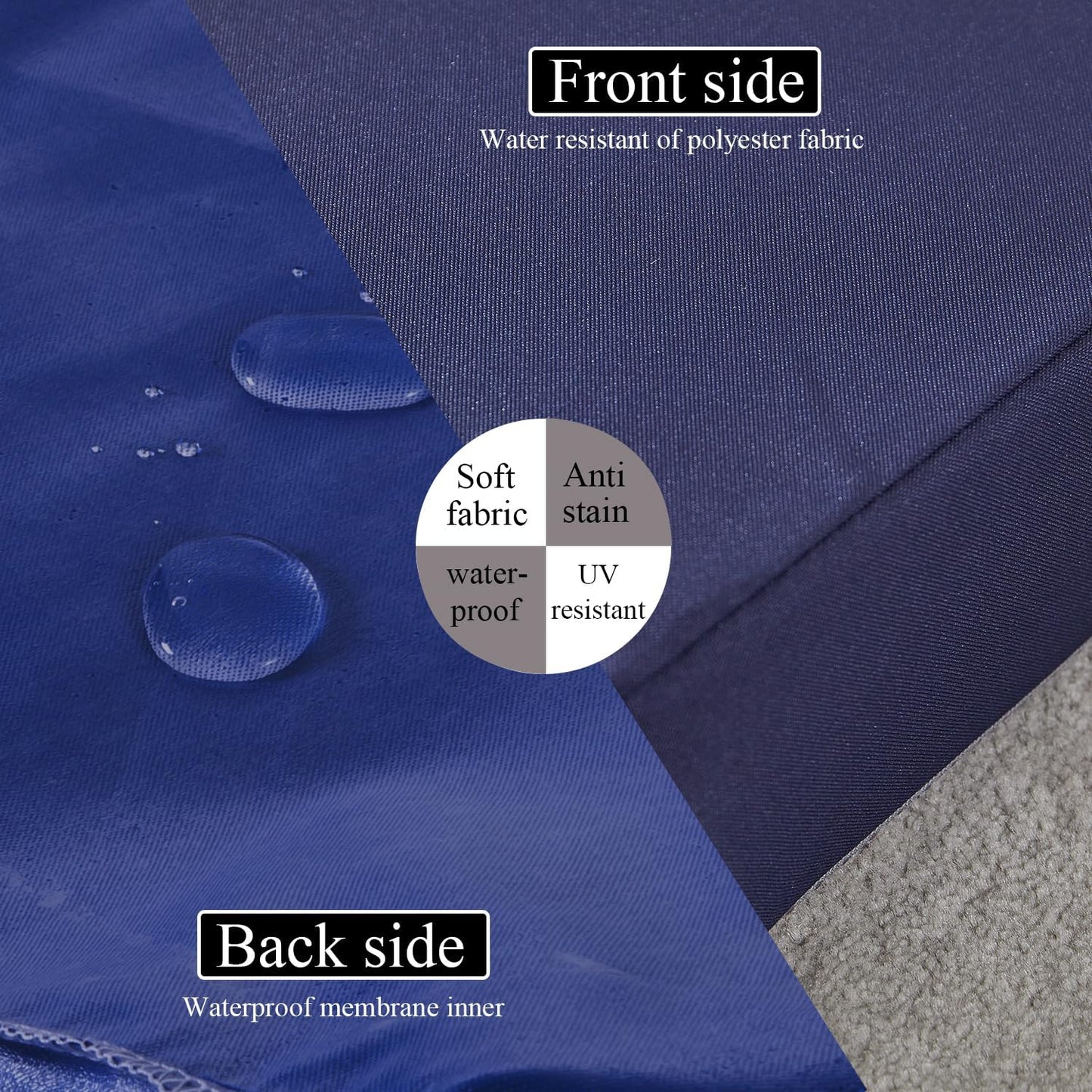 19 x 19 Inch Outdoor Seat Cushions for Patio Furniture with Non Slip and Ties Waterproof & UV Resistant Round Corner Outdoor Chair Cushions Replacement Set of 2, Navy Blue