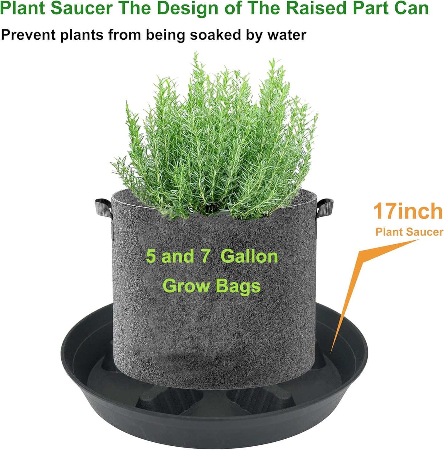 2 Pack Plant Saucer 17 inch 2 Pack, Raised Middle Plant Trays for Pots, Large Plastic Plant Saucers for Indoors, Water Tray for Plants,Drip Trays Plant Stand Water Catcher Tray, Pot Saucers for Plants