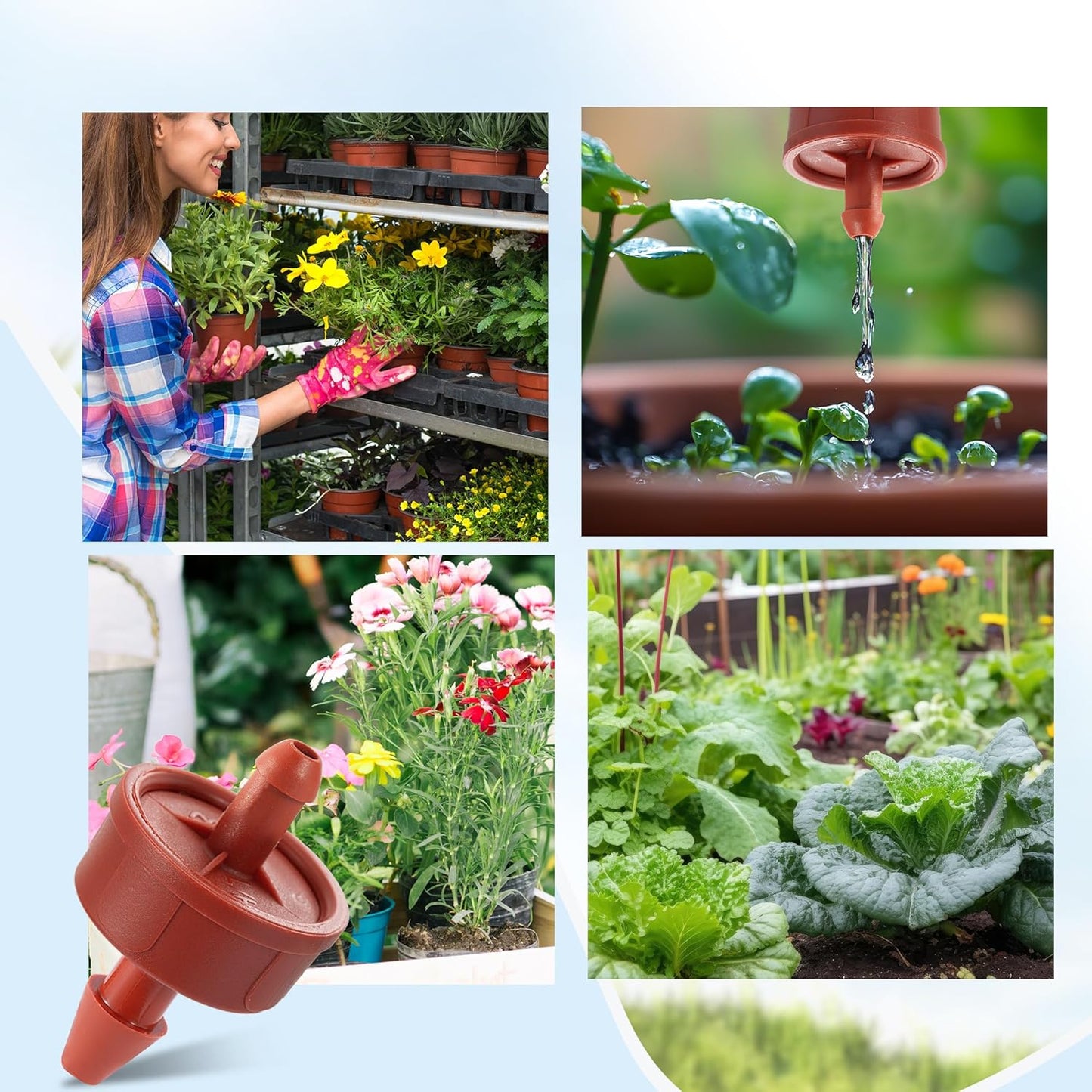 60Pcs 2 GPH Pressure Compensating Irrigation Spot Drippers,Constant Flow Barb Outlet Watering Dripper Emitters Heads Parts for 1/4 Inch Watering Tubing Line for Garden Pots Plants Irrigation Systems