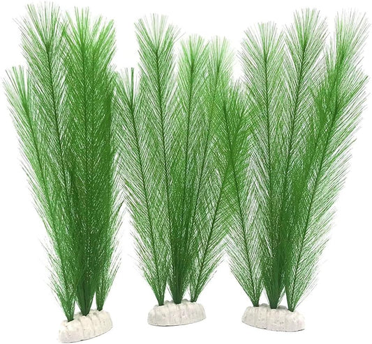 BEGONDIS Aquarium Decorations 3Pcs Fish Tank Artificial Green Water Plants Made of Silk Fabrics Plastic