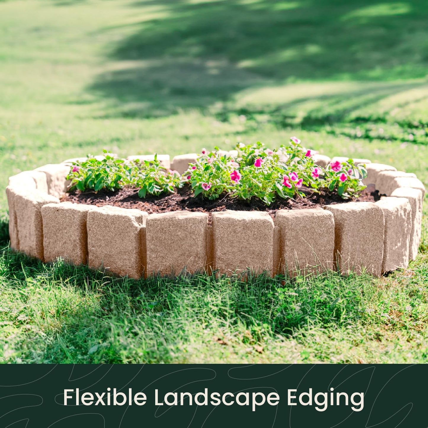 Beuta Landscape Edging | Garden Edging Border | Faux Stone Block XL for Lawn Edging, Flower Beds & Yard Edging – 1 Pack | Each Section Has 6 Blocks 48" L x 4" W x 9.5" H | 3 Spikes | Sandstone