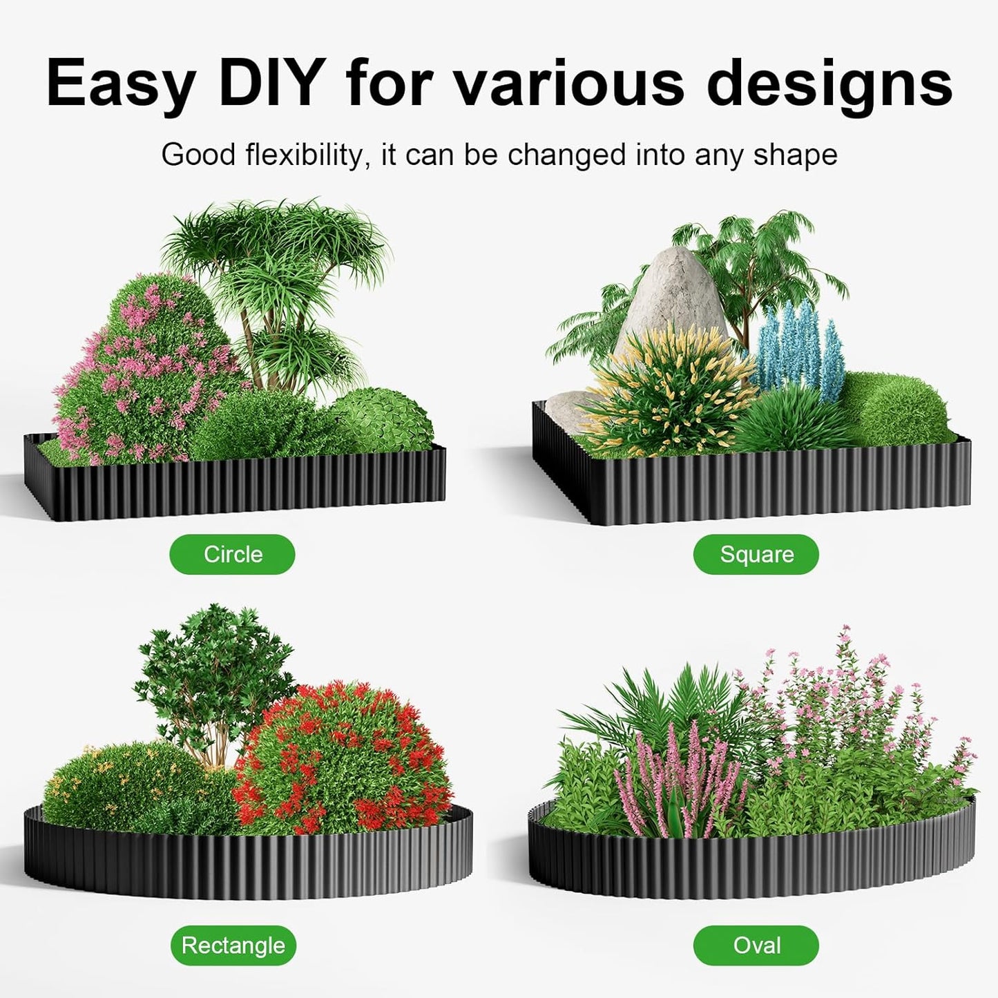 Land Guard Corrugated Garden Edging Border, 12" x 100' Landscape Paver Edging, Tall Landscape Edging, Fence for Garden, Flower Bed, Lawn and Landscape Edging (Glossy Black)