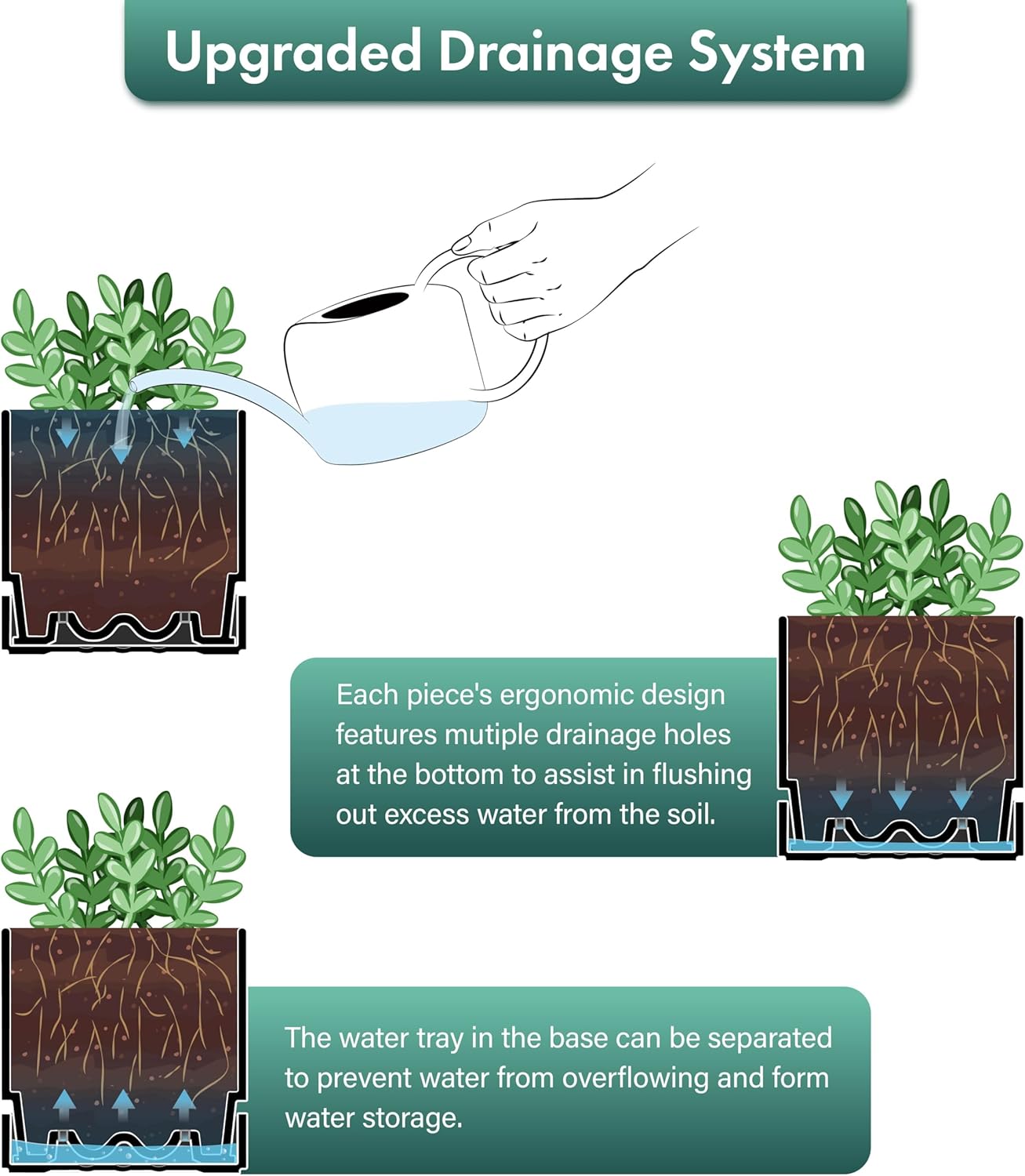 Phoenix Vine 4 Inch and 6 Inch Planter Pot with Drainage Hole & Deep Water Catch Tray Saucer, Straight Cylindrical Round Pot for Plants, Matte Black, 23-A-2-Z