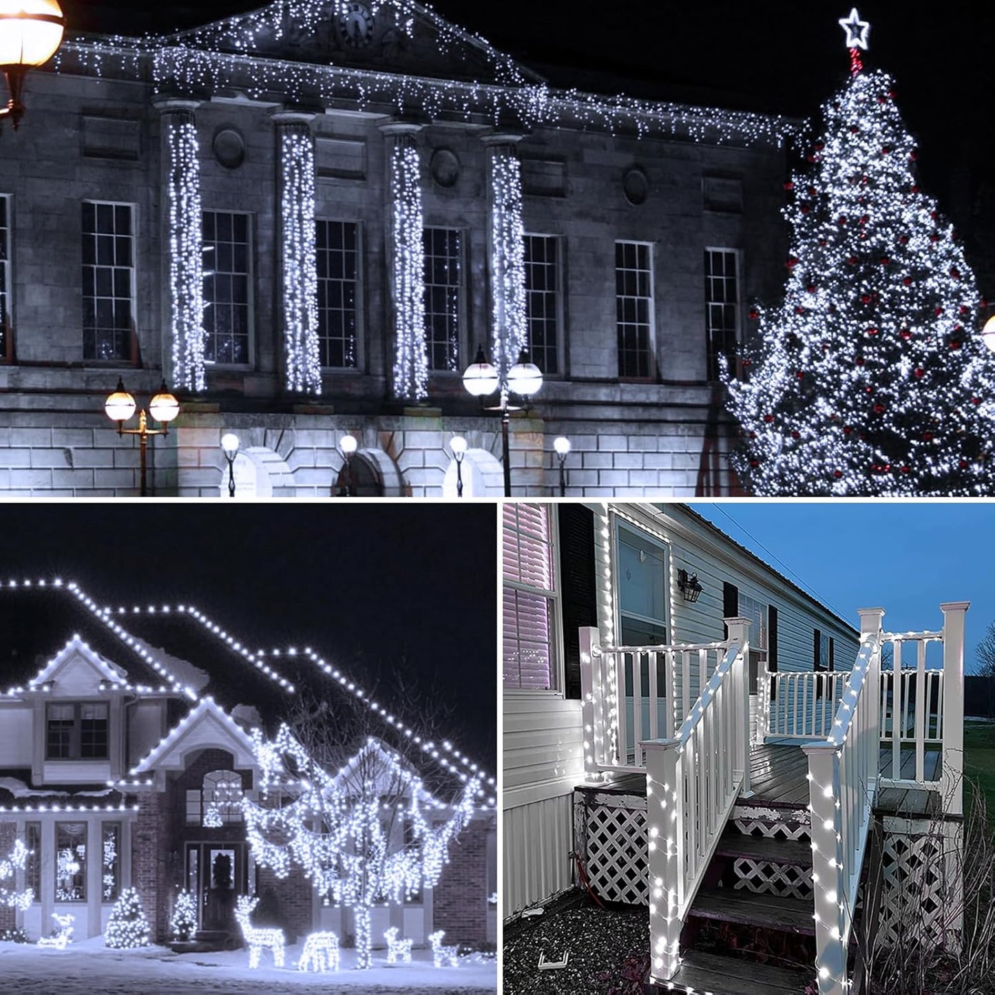 Solar String Lights Outdoor, 4 Pack Each 100 LED Solar Christmas Twinkle Lights Outside, Waterproof Copper Wire with 8 Modes Solar Fairy Lights for Garden Yard Tree Wedding Christmas Decor(Cool White)