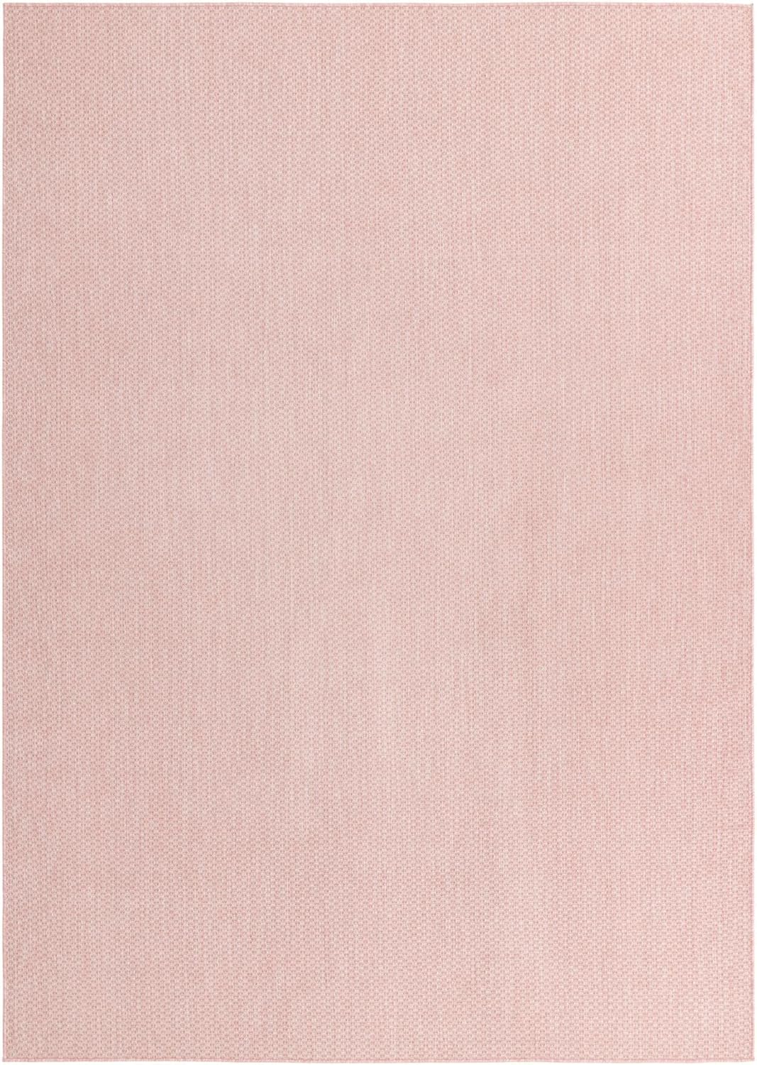 Unique Loom Collection Casual Transitional Solid Heathered Indoor/Outdoor Flatweave Area Rug (7' 10" x 11' Rectangle, Whisper Pink/Ivory)