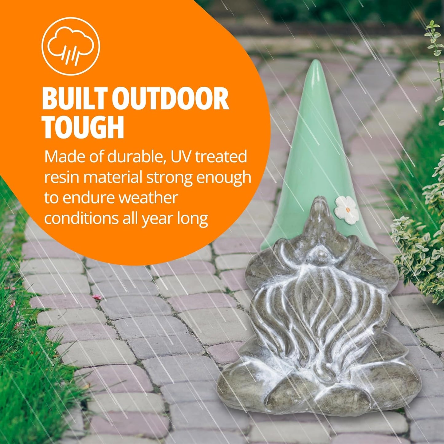 Exhart Garden Sculpture, Meditating Yoga Solar Garden Gnome Statue, LED Flower Hat, Outdoor Garden Decoration, 7 x 11.5 Inch, Mint