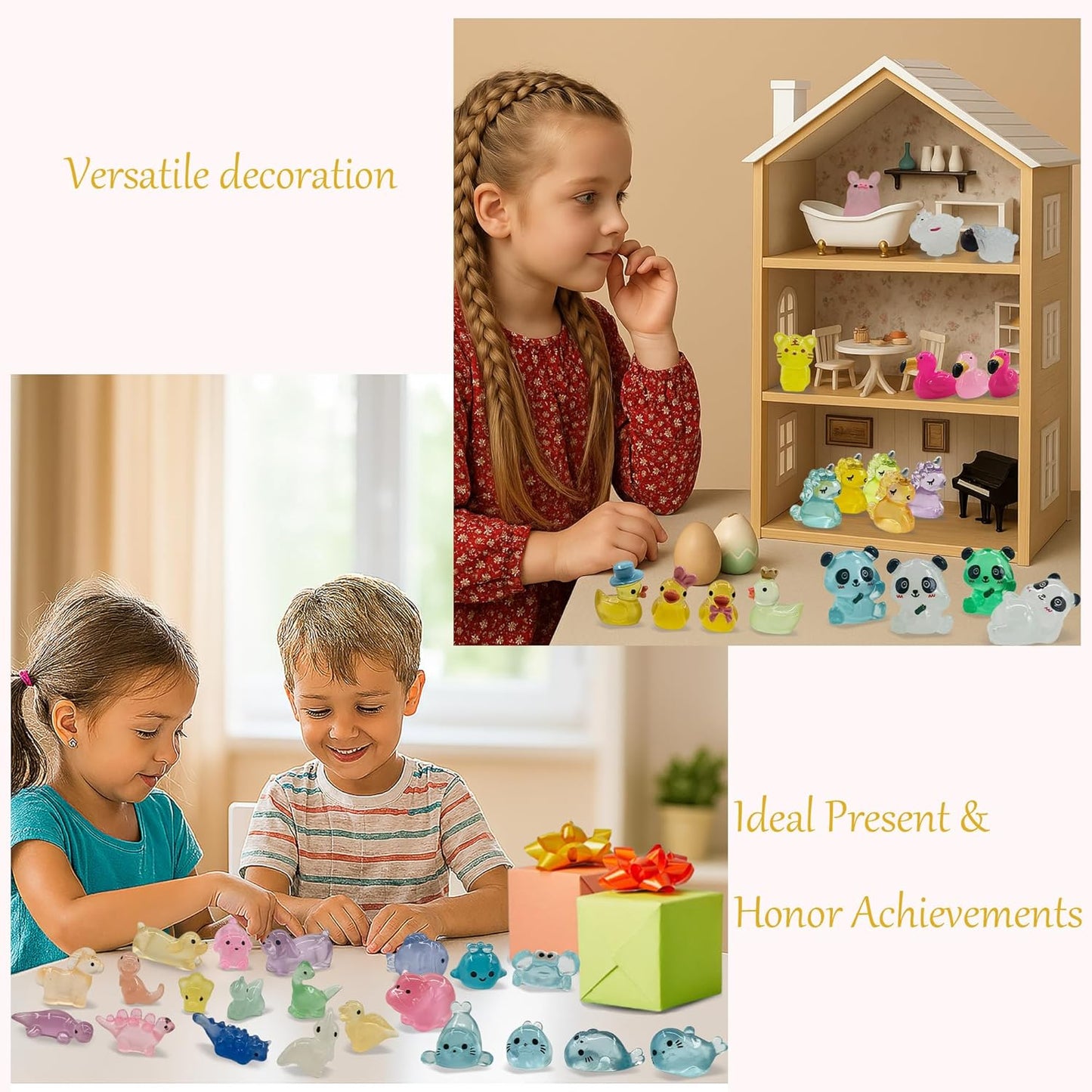 160 Pcs Luminous Mini Resin Animals Tiny Figurines Glow in The Dark Tiny Resin Ducks for Fairy Garden, Miniature Accessories, Crafts, and Decor