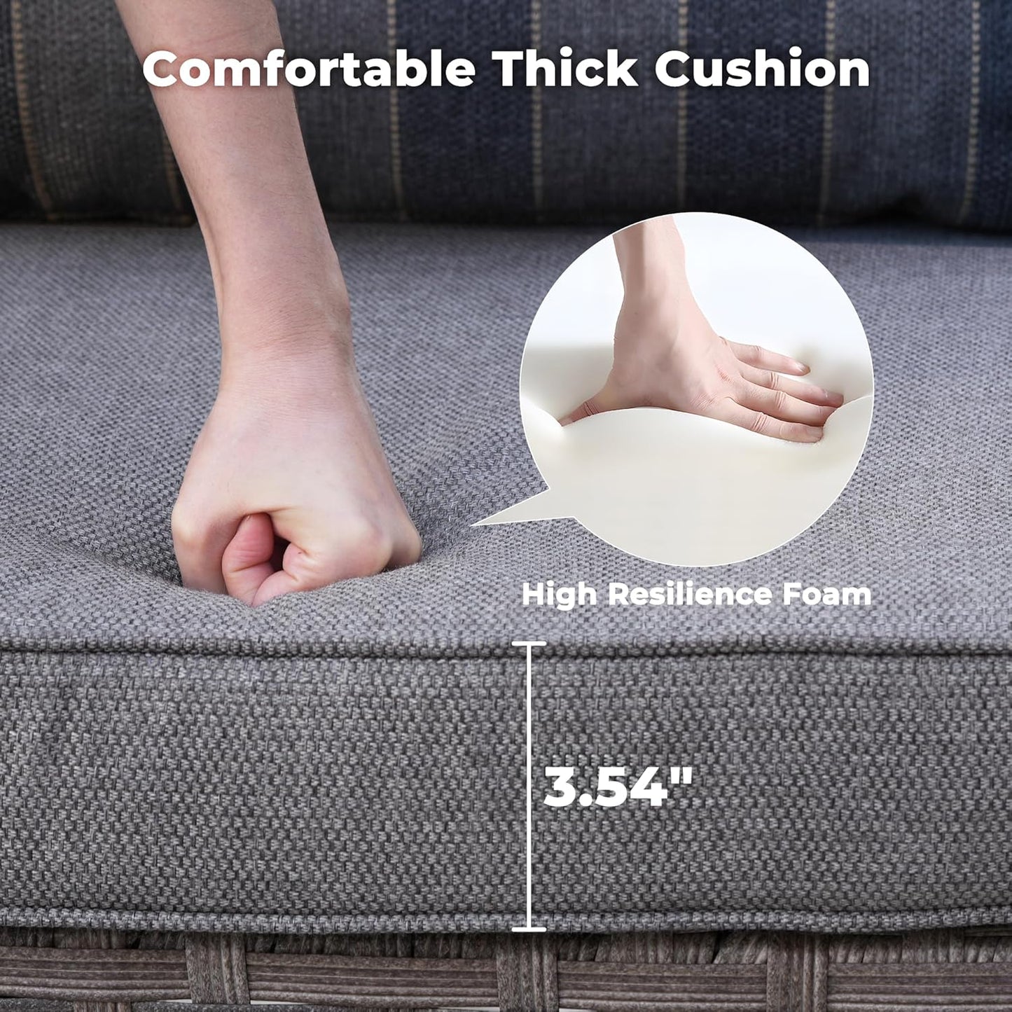 ovios 16 Pieces Patio Furniture Set, Outdoor Wicker Sectional Sofa with 54" Fire Pit Table Swivel Chairs, Modern Modular Deep Seat Rattan Couch Conversation Sets, Dark Gray Stripe