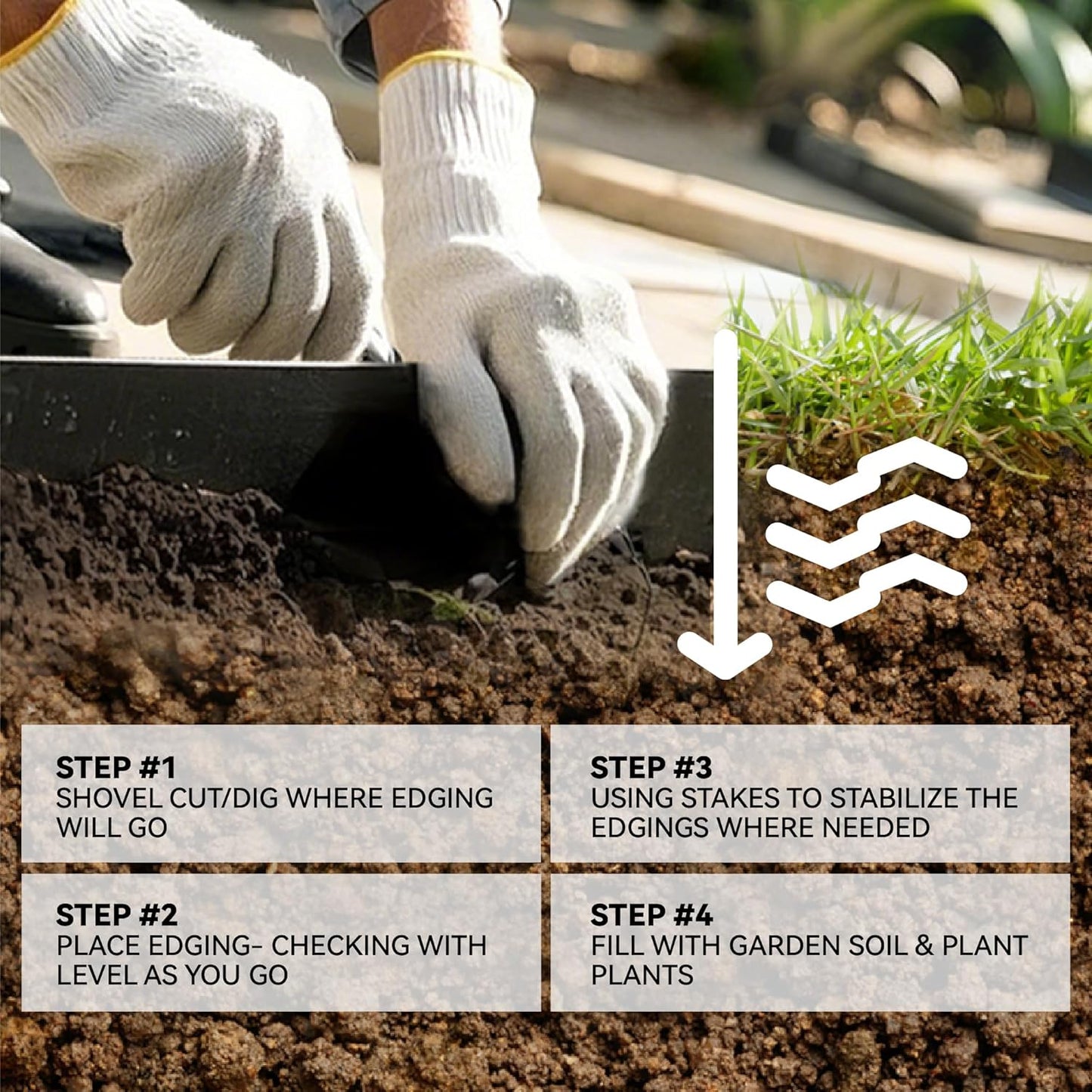 Metal Garden Landscape Edging with 31 Pcs Stakes, 4.5" x 100Ft Galvanized Steel Lawn Edgings Roll Flexible Coil Border for Landcaping,Flower Bed,Black