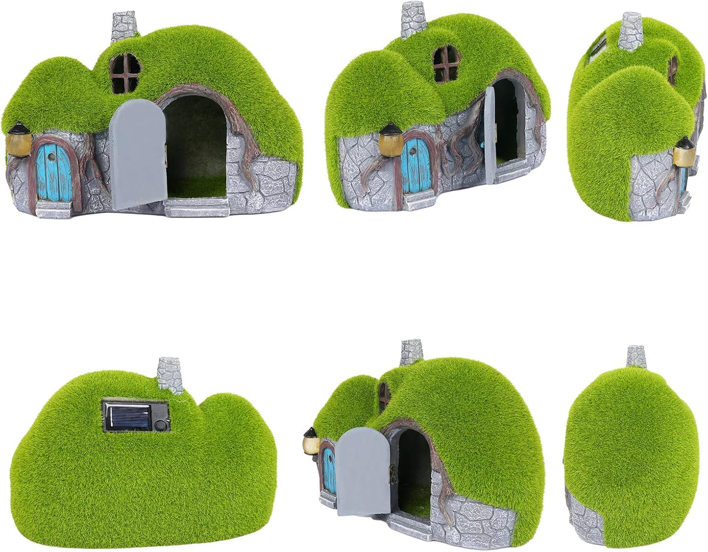 Garden Statues Outdoor Decor - Fairy House with Waterproof Solar Lights Resin Figurines for Yard Lawn Porch Outside Ornament or Garden Gift