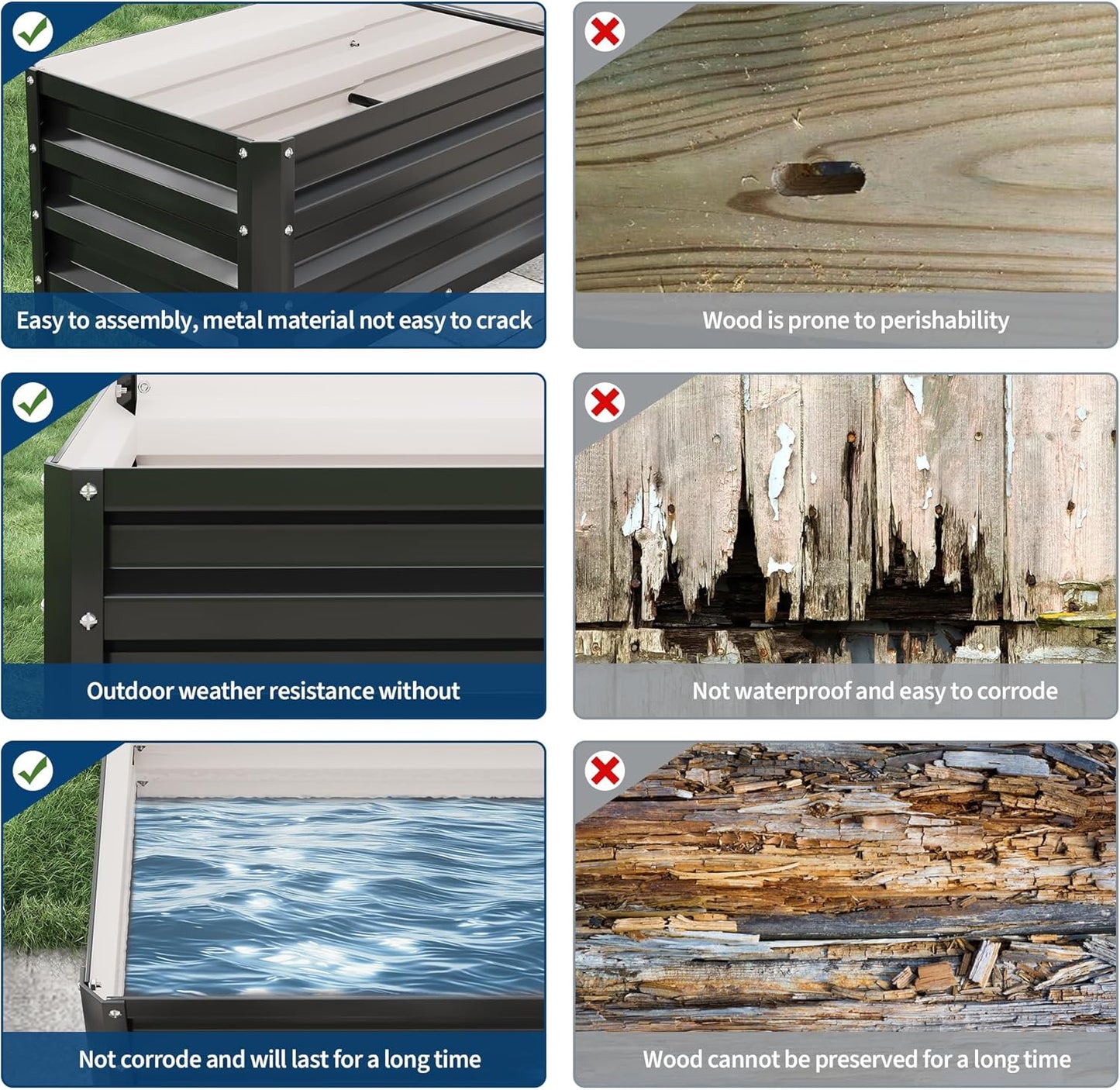 Galvanized Raised Garden Bed with Legs - 50×32×17In Metal Planter Box for Vegetables, Outdoor Raised Garden Beds Gardening, Durable Planter Raised Beds, Sturdy Planters for Outdoor Plants (Black)