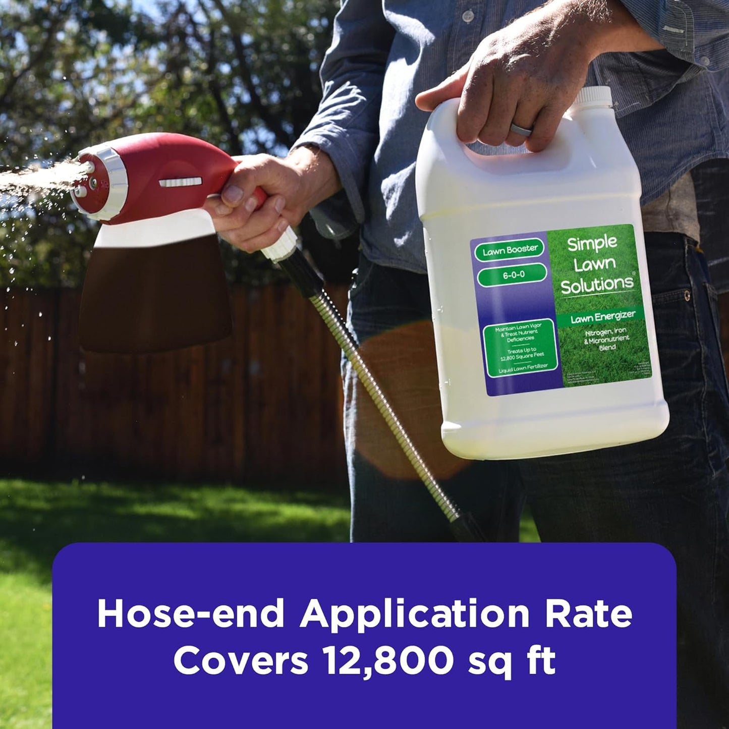 Commercial Grade Lawn Energizer - Grass Fertilizer Booster with Nitrogen, Iron, Micronutrients - Liquid Turf Spray Concentrated Fertilizer- Any Grass Type - Simple Lawn Solutions (1 Gallon)