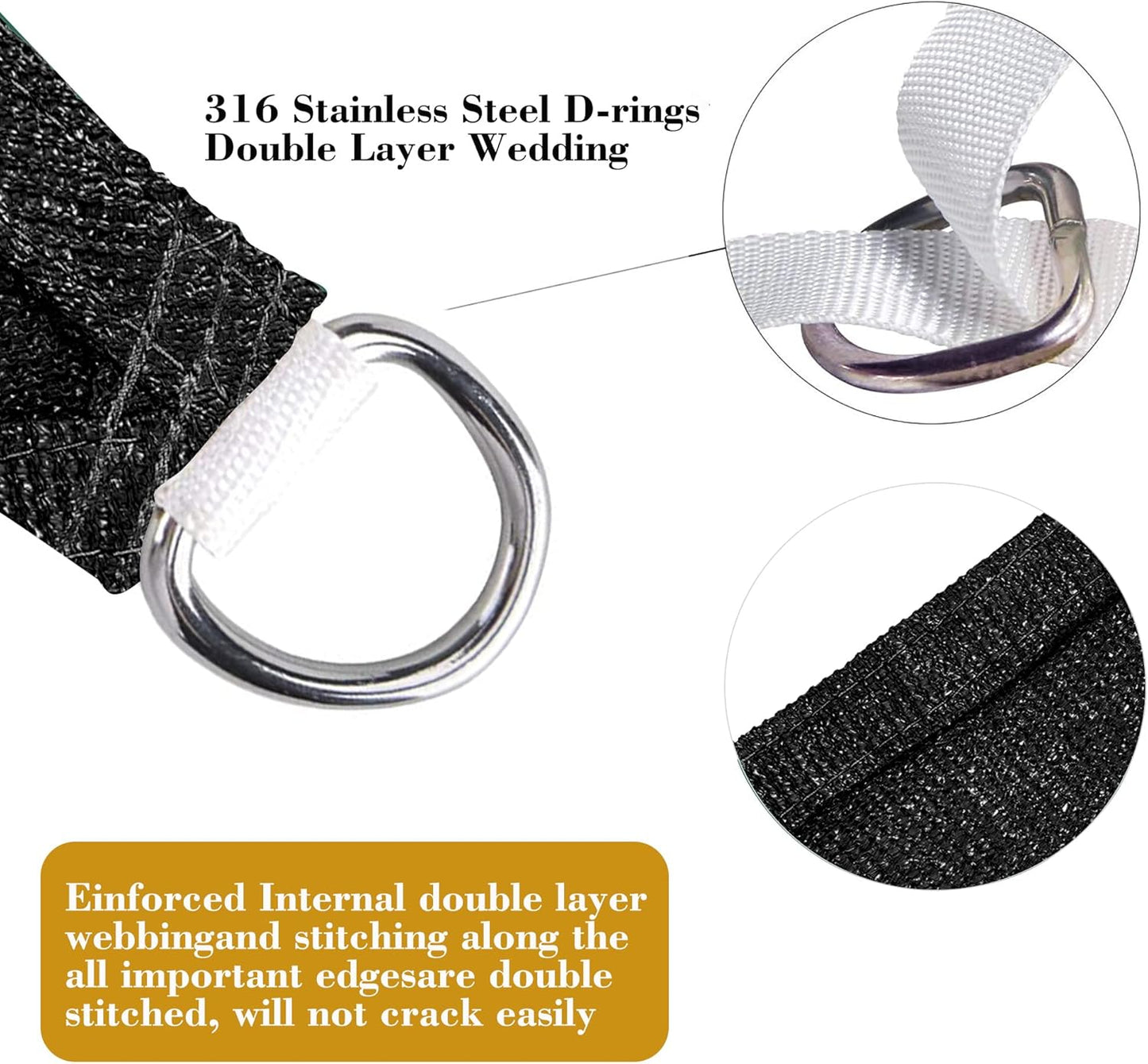 17' x 20' Black Rectangle Sun Shade Sail SSP1212 Canopy Durable Fabric UV Block Awning We Make Custom Orders