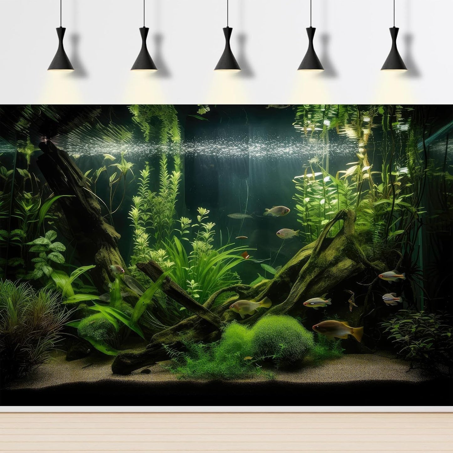 Aquarium Background Diverse Aquatic Plants and Seagrasses Terrarium Background Redwood Root Lush Green Underwater Plants Moss Fish Tank Background Under The Sea Aquarium Backdrop Vinyl 30x18in