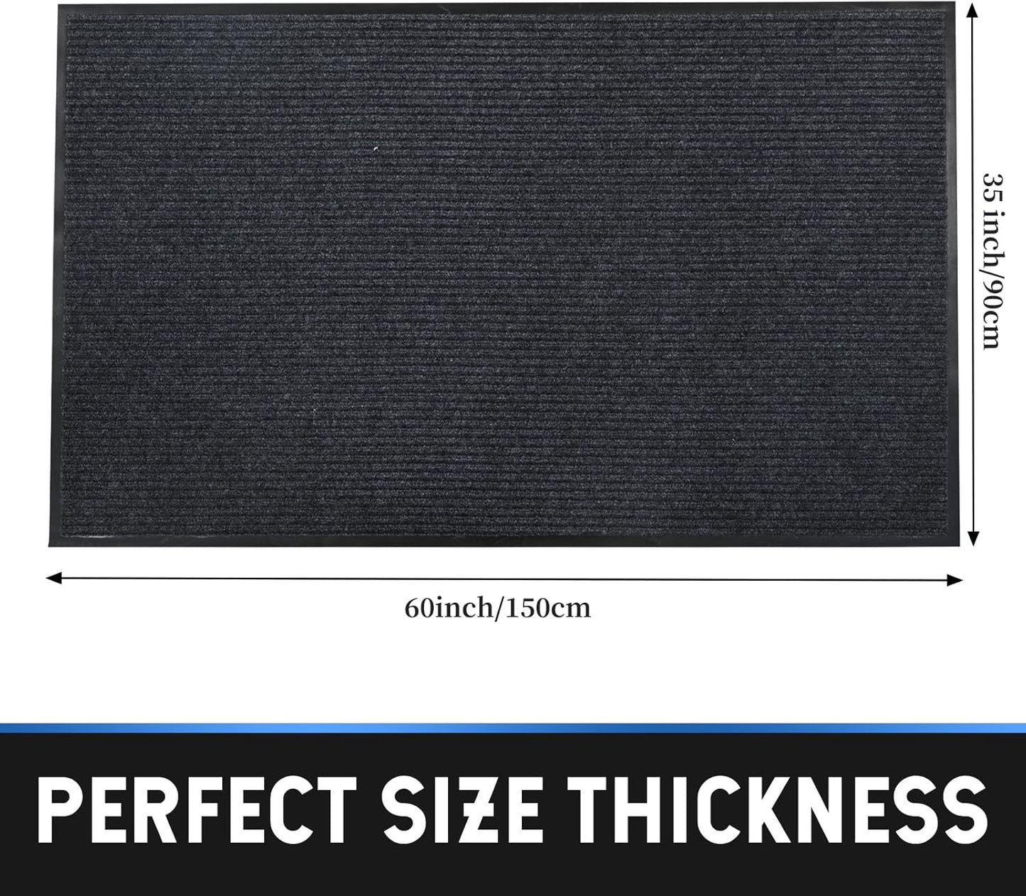 fani 2 PCS Heavy Duty Large Outdoor Indoor Entrance Doormat Grey Waterproof Low Profile Entrance Rug Front Door Mat Patio Anti-Skid Rubber Back, 35x60 inch (Grey)