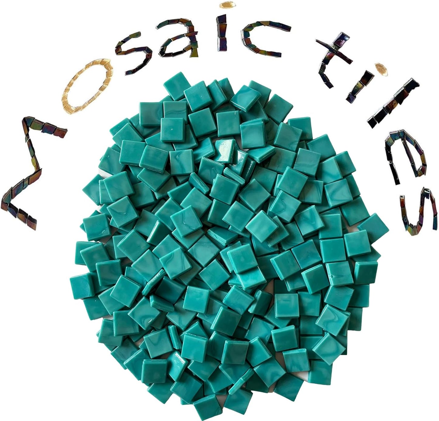 SMEIINIK 1.1lb Bulk Single Iridescent Color Mosaic Tiles for Crafts, Glass Mosaic Pieces for Mosaic Puzzles, Stained Glass Tiles for Mosaic DIY, Mosaic Making Supplies(AJ66-33)