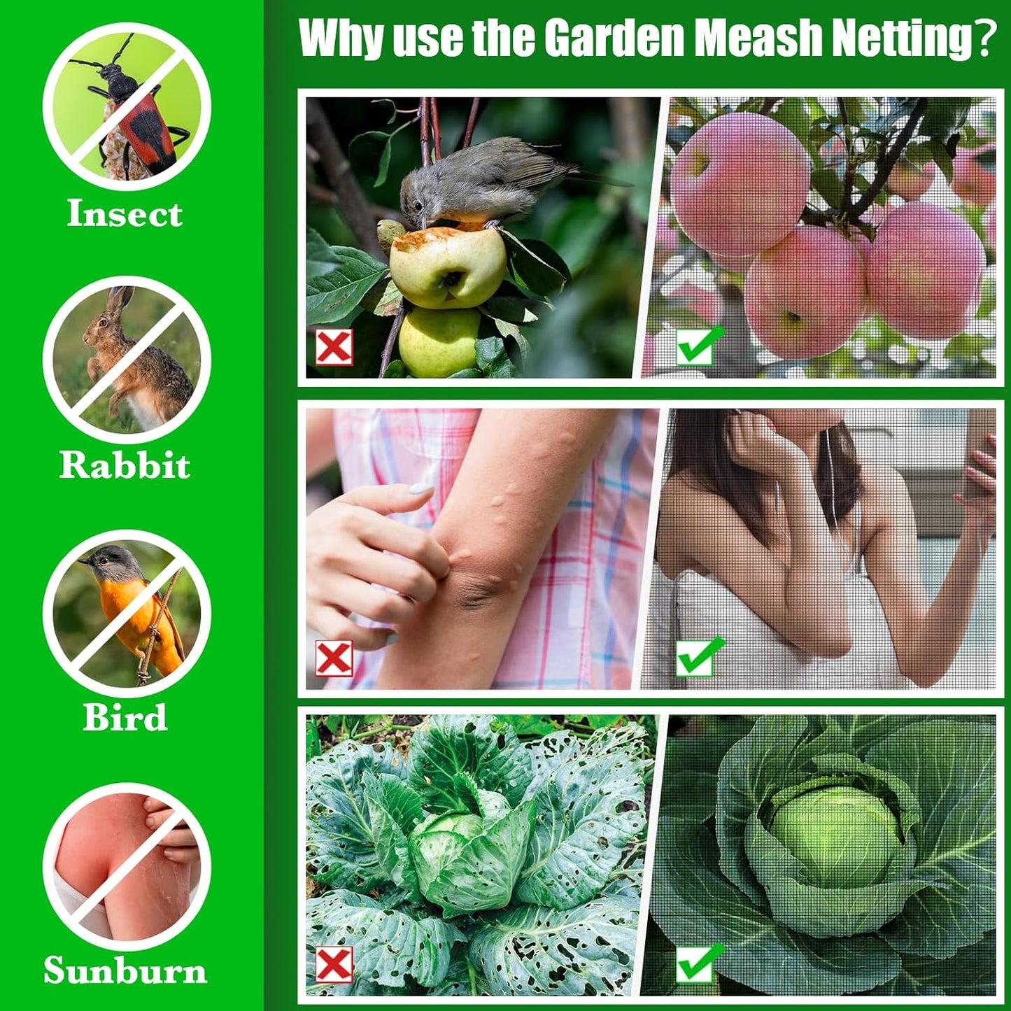 9.8 x 32.8ft Thicker Garden Mesh Netting,Ultra Fine Plant Row Covers,PPT Nano Mosquito Netting Screen Bird Barrier Net for Outdoor Vegetable Plants Fruits Flowers,Patios Balconies,33% Shading Rate