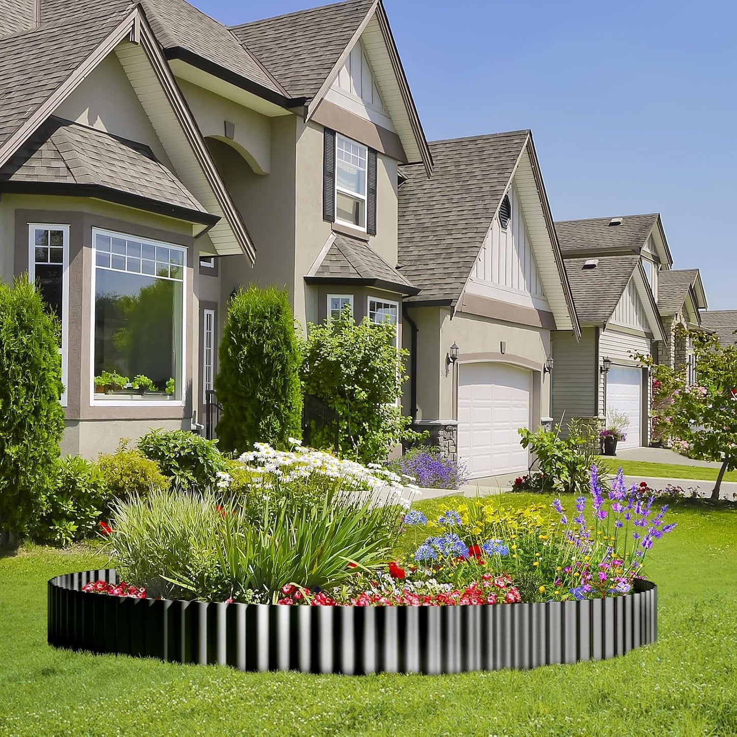 Land Guard Corrugated Garden Edging Border, 12" x 100' Landscape Paver Edging, Tall Landscape Edging, Fence for Garden, Flower Bed, Lawn and Landscape Edging (Glossy Black)