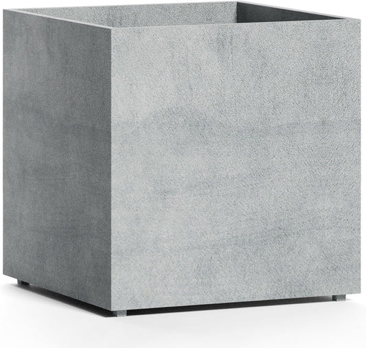 Reglito Cube Planter – Fiberglass Indoor/Outdoor and Weather-Resistant Large Planter (Concrete Stone, 39.4" L x 39.4" W x 40" H)