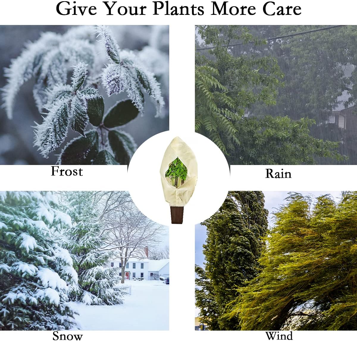 gardtree Thicker Plant Frost Protection Covers 31.5" x 47.2" 3 Packs, 2.4oz/yd² Winter Cold Weather Garden Tree Covers Freeze Protection Wrap with Zipper Drawstring for Fruit Tree Shrub Potted Plants