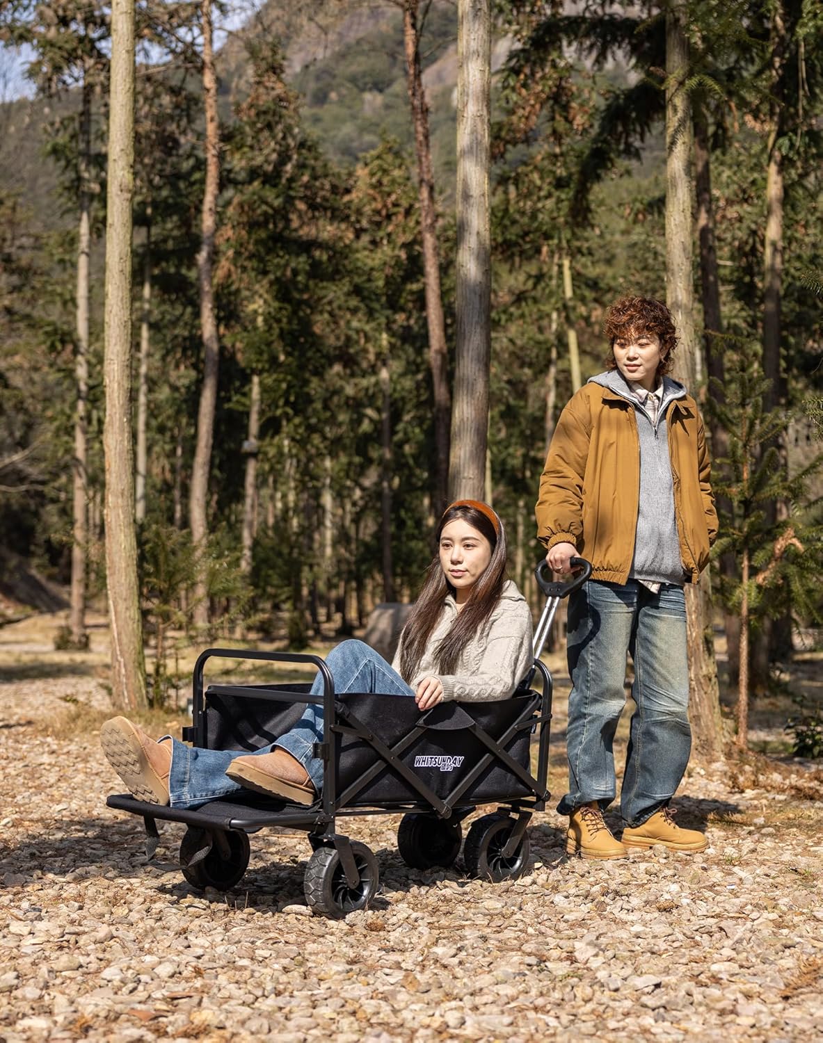 Whitsunday Collapsible Wagon with Tailgate for Camping Outdoor (Dark Grey, No Table)