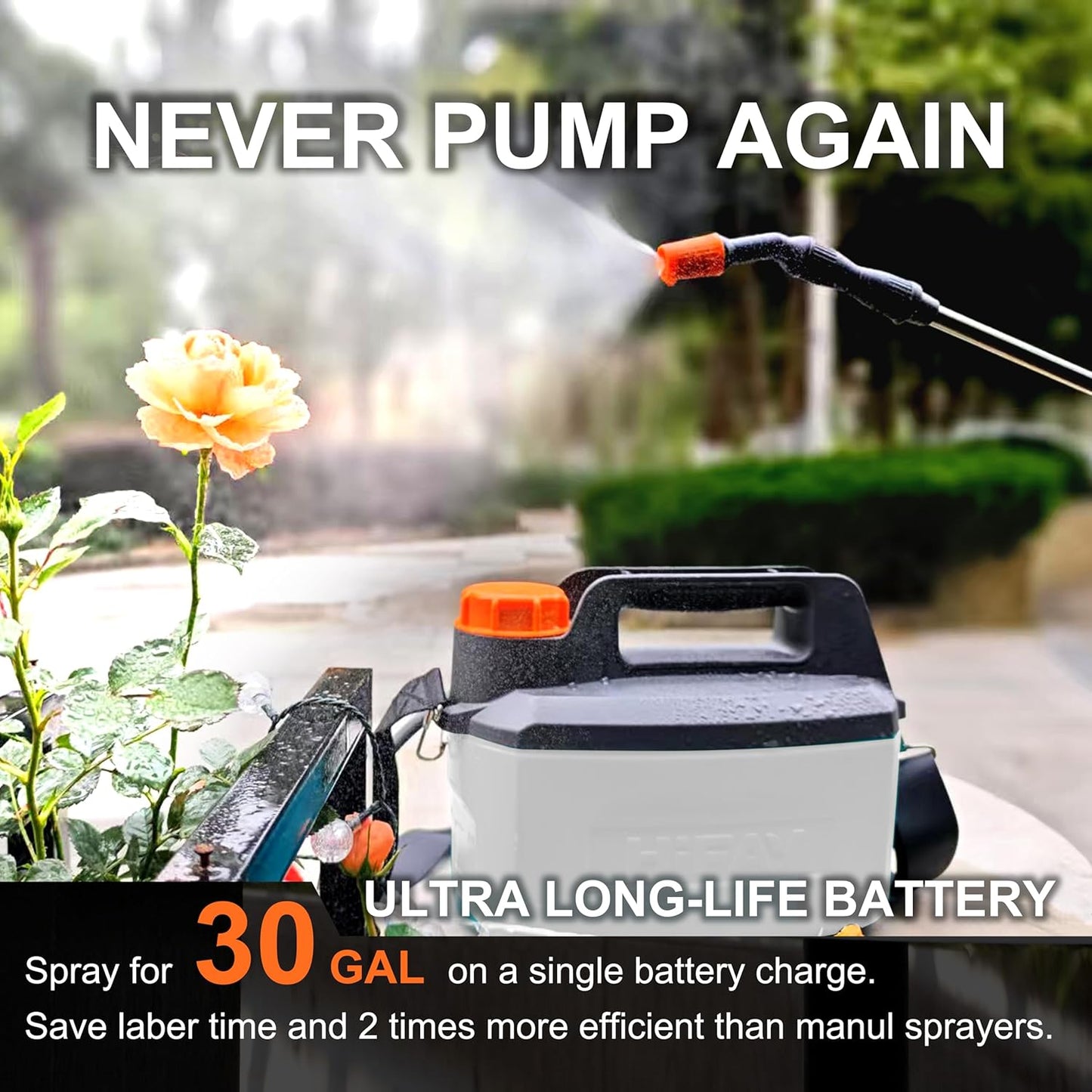 ES4-PRO Electric Sprayer 1 Gallon Built-in 4000mAh,Rechargeable Battery Powered Sprayer with Telescopic Wand,Plant Mister,Kitchen Cleaning,Indoor Watering Can for Plants (White)