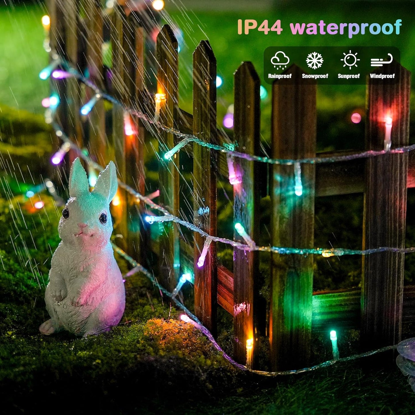 JMEXSUSS 33ft 100 LED Easter Lights for Indoor Outdoor Use, 8 Modes Connectable Easter String Lights Plug-in, Clear Wire Colorful Christmas String Lights Outdoor Waterproof