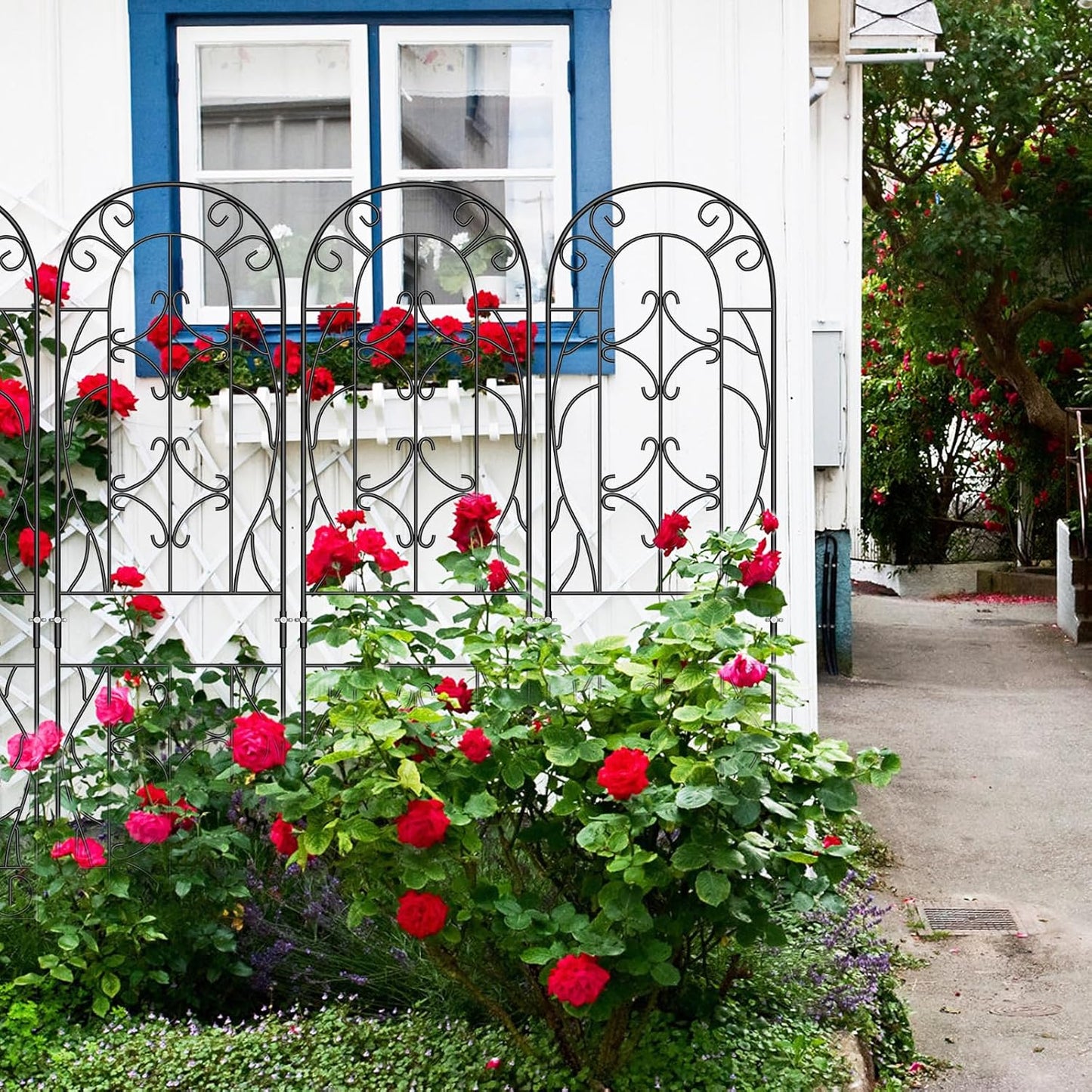 4 Pack 59x16in Metal Garden Trellis for Climbing Plants,Green Large Trellis for Climbing Plants Outdoor, Roses, Vegetables Vines Flowers Support, Large Decorative Outdoor Trellis