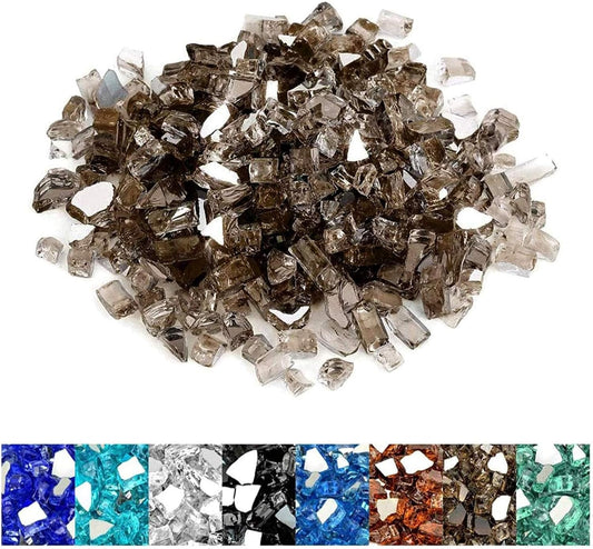 Mr. Fireglass 10 Pounds Fire Glass - 1/4 Inch High Luster Reflective Tempered Glass Rocks for Fireplace Fire Pit Table and Landscaping, Bronze