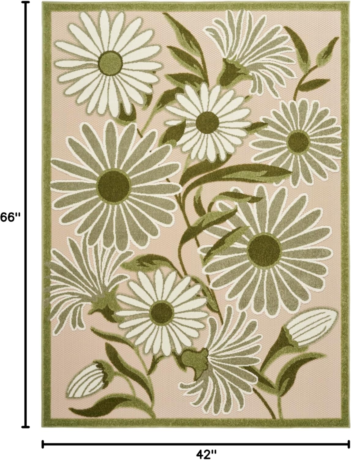 Nourison Home Aloha 4' x 6' Ivory Green Fabric Outdoor Area Rug (4' x 6')