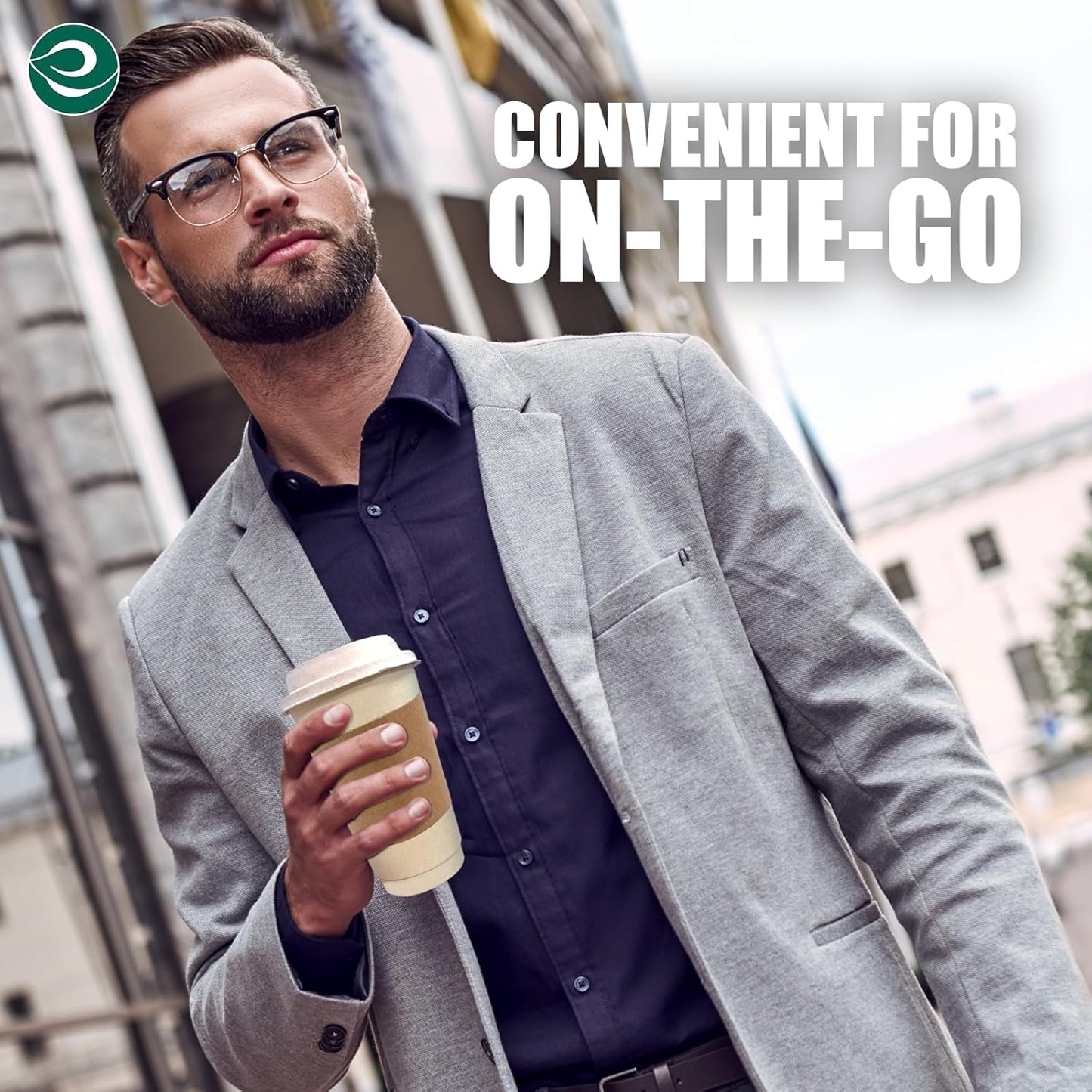 ECO SOUL 100% Compostable Coffee Cups With Lids & Sleeves - 16Oz (25 Counts) To Go Coffee Disposable Bagasse Cups |Sturdy & Eco-Friendly Cups for Cafes, Party, Office