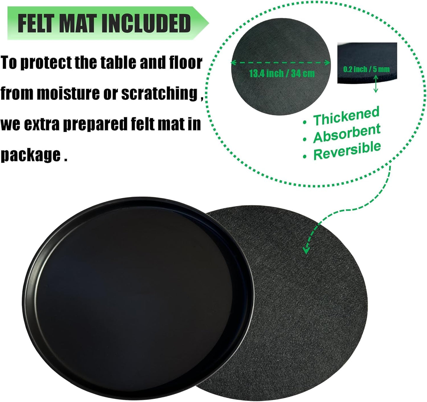 Ceramic Plant Saucer Pot Tray 2 pack-12 Inch, Planter Saucers 4 5 6 7 8 9 10 11 12 Inch for Indoors Outdoor, Durable Sturdy Flower Drainage Tray for Glazed Pots Base (12.5 Inch-2-Black)