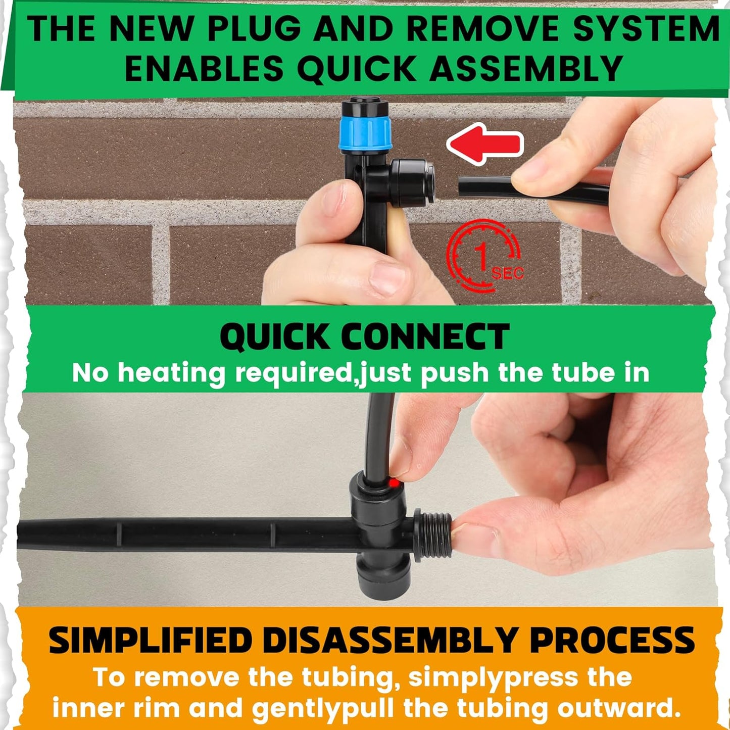 MIXC 30pcs Quick-Connect Drip Irrigation Emitters Fan Shape for 1/4" Drip Irrigation Tubing - Adjustable Push-to-Connect 360° Drip Emitters Vortex on 6" Sturdy Stake for Irrigation System