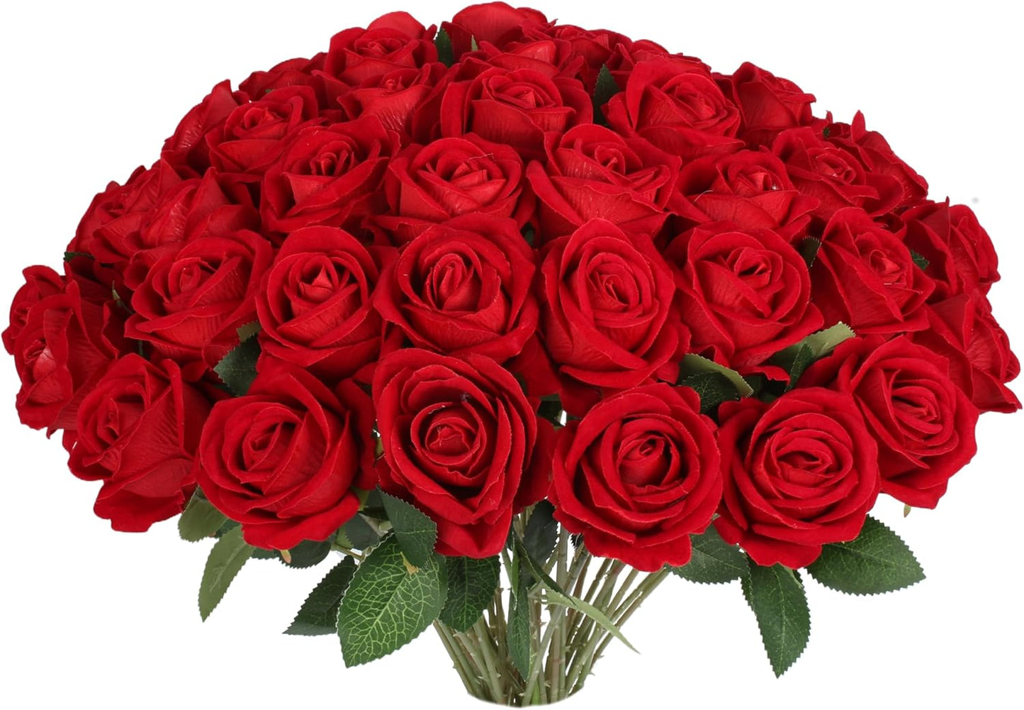 30 PCS Fake Red Roses, Artificial Flowers Bulk Realistic Silk Faux Red Rose with Stems for Wedding Decoration Anniversary Bridal Bouquet DIY Floral Arrangement Romantic Home Decor