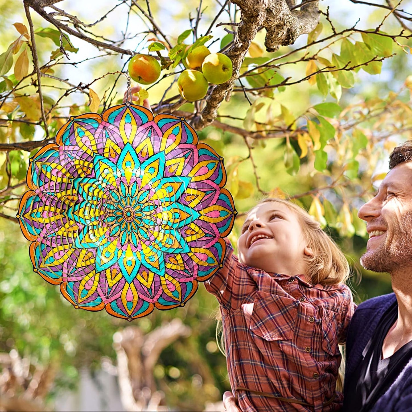 Mandala Wind Spinner - Purple Tulip Design | 12 Inch Stainless Steel Hanging Wind Sculpture & Catcher, 3D Kinetic Yard Art Garden Decor for Indoor & Outdoor | Meaningful Gift Idea