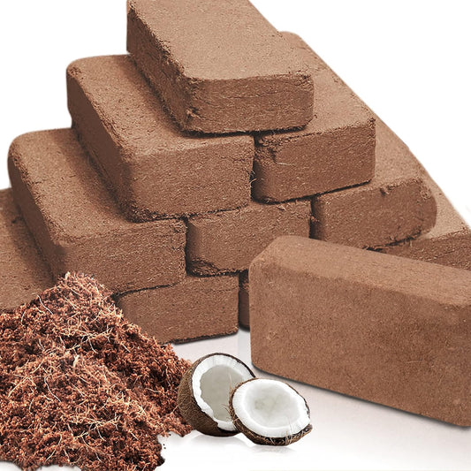 Coco Coir Brick for Plants, 12 Packs 100% Natural Organic Compressed Coconut Coir Fiber with Low EC & PH Balance, High Nutrition Coconut Soil Coco Fiber for Planting, Herbs