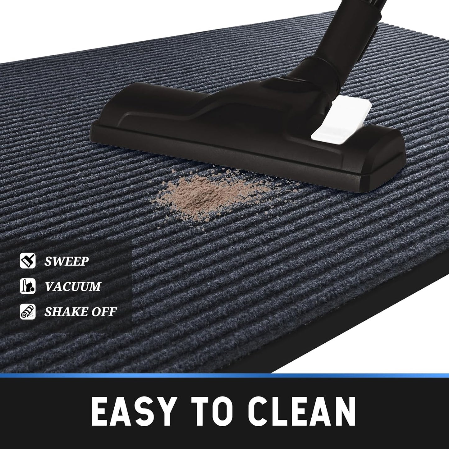 fani 2 PCS Heavy Duty Large Outdoor Indoor Entrance Doormat Grey Waterproof Low Profile Entrance Rug Front Door Mat Patio Anti-Skid Rubber Back, 35x60 inch (Grey)