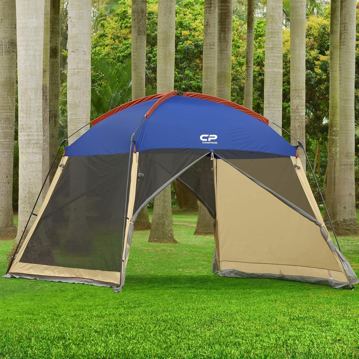 CAMPROS CP Screen House Room with 1 Side Wind/Sun Panel Canopy Tent Camping Tent Screen Shelter Gazebos for Patios Outdoor Camping Activities, 12'X12'X92in(H) - Blue