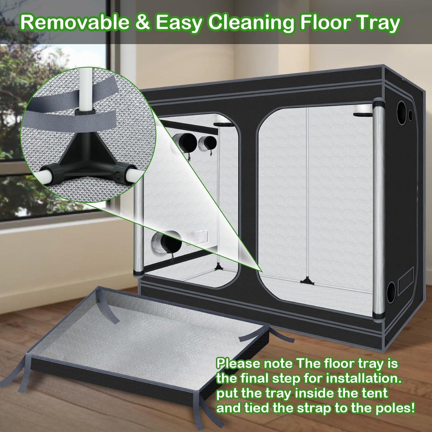 Grow Tents 96"x48"x78" High Reflective Grow Tent Indoor Grow Room for Planting Fruit Flower Veg with Removable Water-Proof Floor Tray 8x4