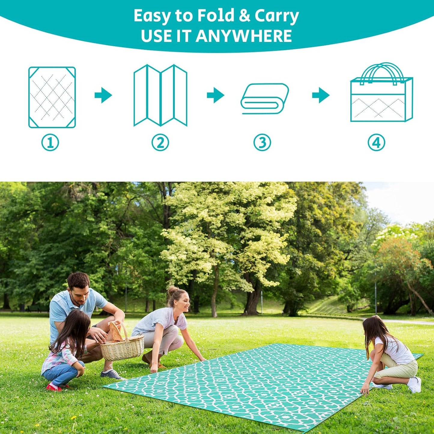 HEBE Outdoor Rug Waterproof 9x12, Reversible Plastic Straw Rug RV Camping Rug, Indoor Outdoor Patio Mat Clearance, Outside Carpet for Porch,Deck,Camper,Balcony,Backyard,Picnic