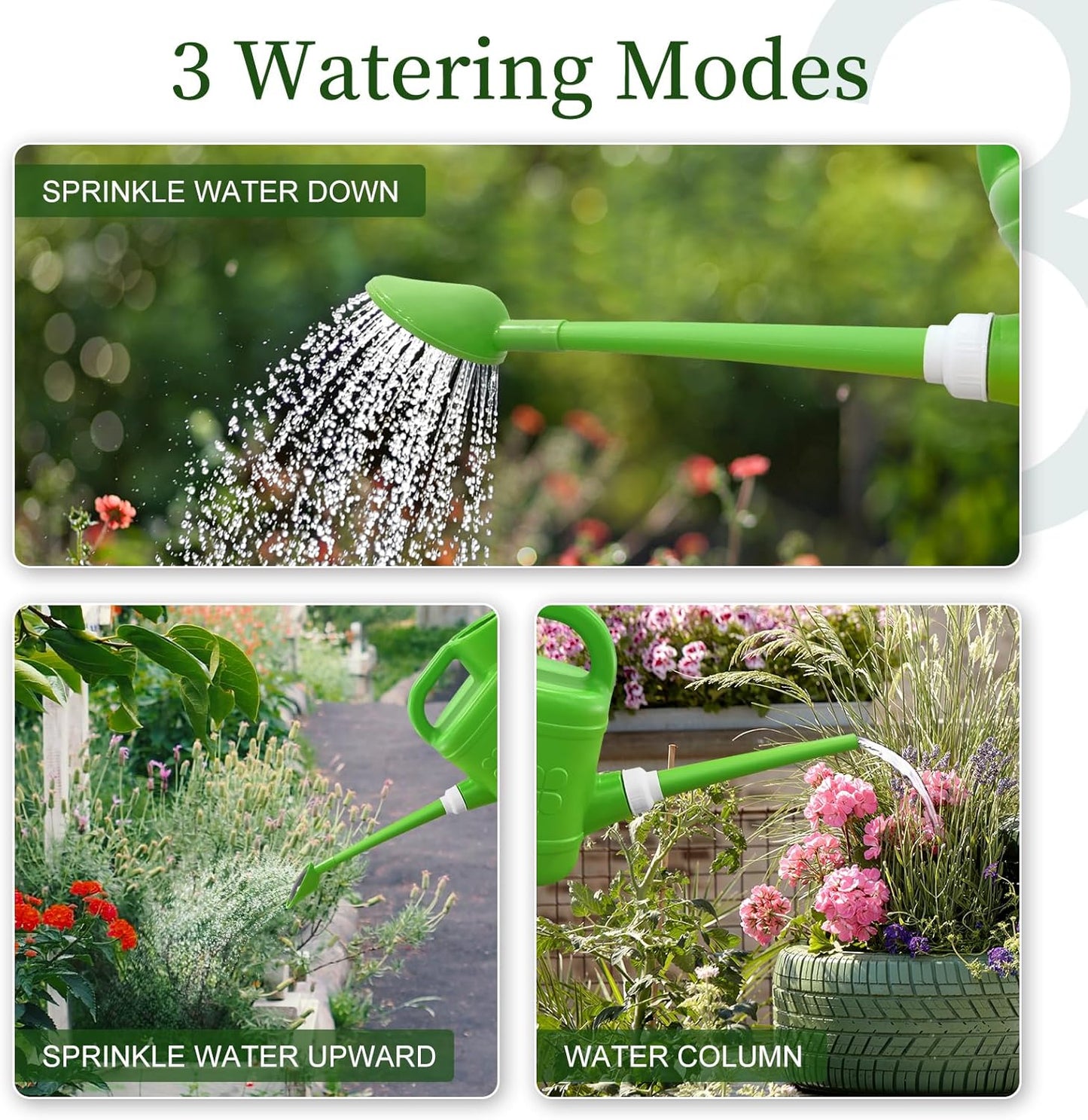 Qilebi 2 Gallon Watering Can for Outdoor Plants, Plant Watering Cans with Removable Long Spout and Stainless Steel Sprinkler Head, Large Plastic Watering Can for Garden Flowers Plants Light Green