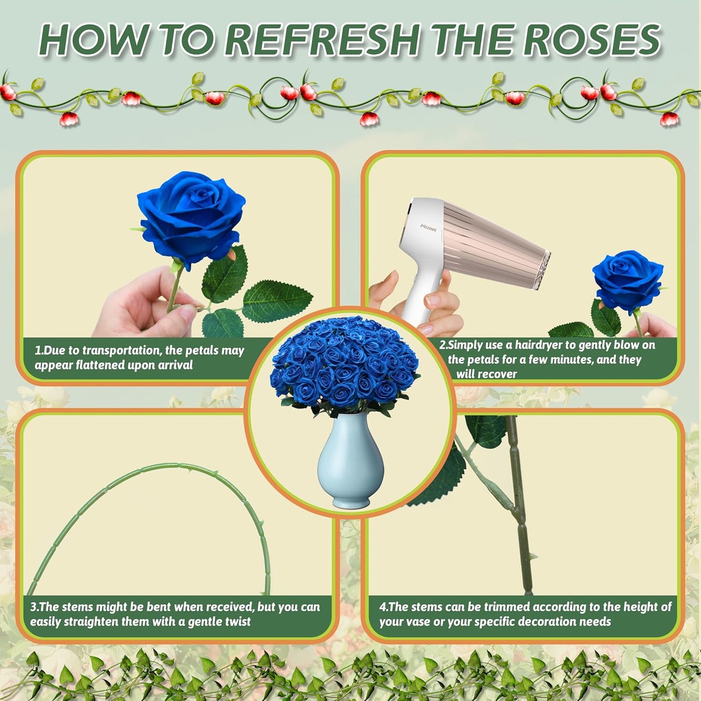 30 PCS Fake Blue Roses, Artificial Flowers Bulk Realistic Silk Faux Rose with Stems for Wedding Decorations Romantic Gifts Anniversary Celebration Bridal Bouquets DIY Floral Arrangement Home Decor